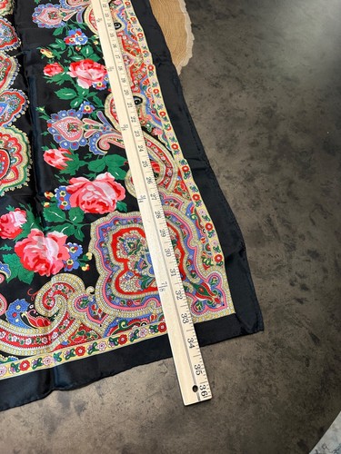 FOULARD CARRÉ VINTAGE BARBE TOUTE SOIE JAPON ROULÉ MAIN FLEURS - Photo 4/7