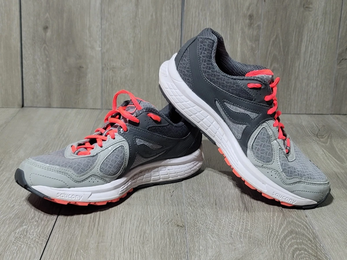 Saucony Grid Cohesion 10 Womens Grey Coral S15333 17 Lace Up Running Shoes 9.5
