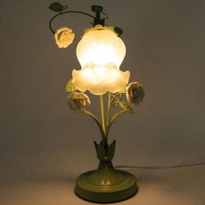 60W 110V Flower Glass Table Lamp w/5.12-inch Wide, Glass Lampshade USA