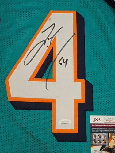 MIAMI DOLPHINS ZACH THOMAS AUTOGRAPHED SIGNED JERSEY JSA COA - Picture 2 of 3