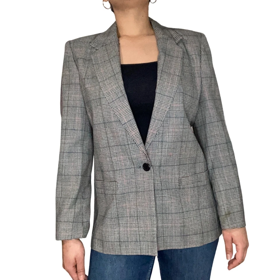 Saks Fit Avenue Mujer Blazer Gris Talla 8 M Estilo Informal Foto 3 de 4