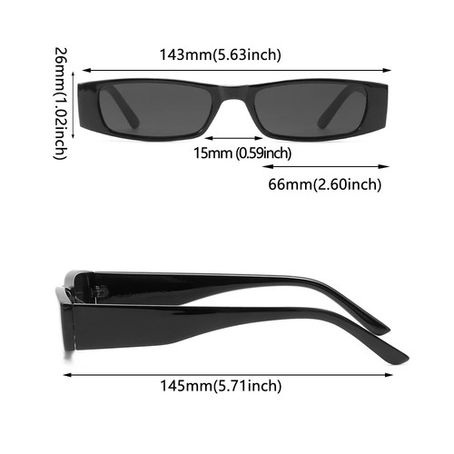 Retro Rechteck Sonnenbrille Kleines Gestell Sonnenbrille Unisex Mode Brille 1 Stück - Bild 6 von 31