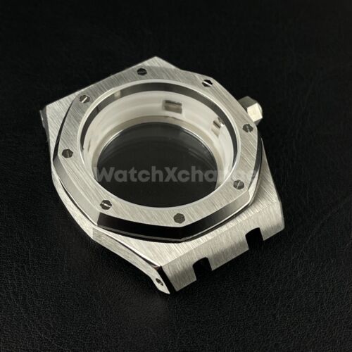 Stainless Steel Octagonal 42mm Automatic Watch Case Bracelet Transparent Back - Picture 4 of 8