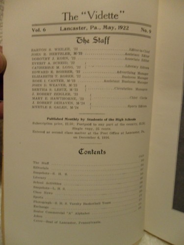 The Vidette, May 1922, High Schools of Lancaster, PA - Foto 2 di 2