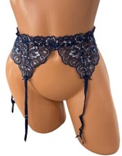 Victoria  s Secret Dream Angels Blue and Silver Garter Belt Size XS/S