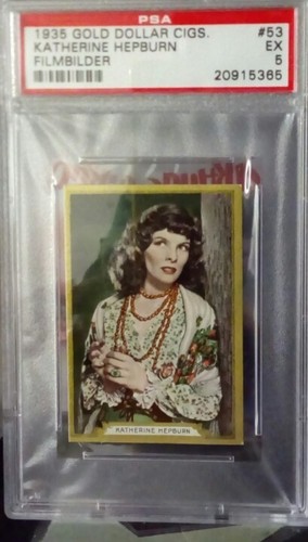 1935 Gold Dollar Film Star Card #53 KATHERINE HEPBURN PSA AFI'S Top 100 Actors - Picture 2 of 2