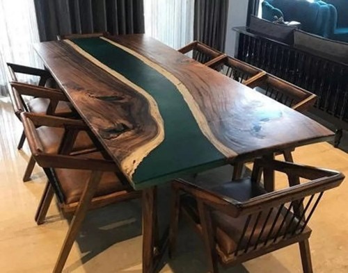 96" x 48" Black Epoxy Resin Dining Table Top Home Furniture piece - Picture 9 of 9