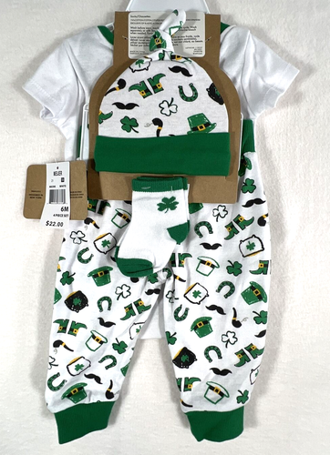 St. Patrick's Day Who Needs Luck w/ Charm SS Baby Essential 4Piece Outfit 6mo - 第 6/8 張圖片