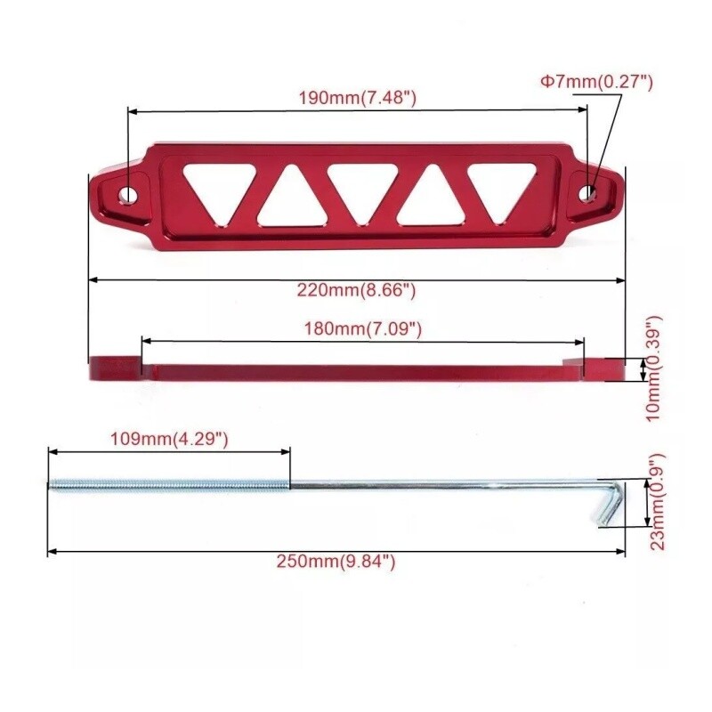 Car Battery Hold Down Bracket Battery Mount Bracket Hold Lock with 10" J Bolts
