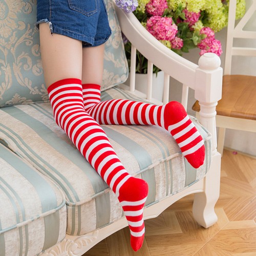 1 Pair Cosplay Stockings Stripe Over The Knee High Socks Long Socks for Women - Picture 8 of 12