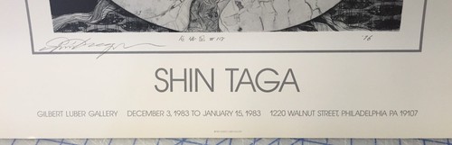 Shin Taga SIGNED Print 1983 RARE Japanese Surreal Erotic Gilbert Luber Gallery - Picture 5 of 7