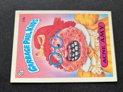 1985 Topps Garbage Pail Kid Sticker # 77b Acne AMY - Messy Puzzle (VG/EX)
