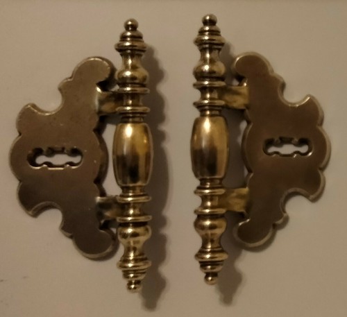 2 Pc Vtg Brass Verticle French Country Door Handles 3" Boring CANADA CH 1855 - Picture 3 of 7