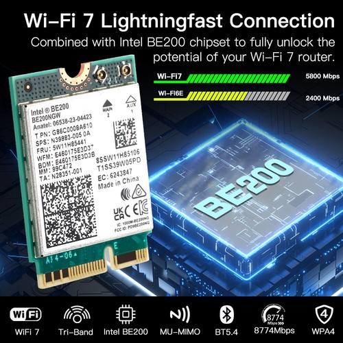 Intel BE200 NGFF Key E M.2 Wifi Card Bluetooth 5.4 for PC BE200NGW Network Card - Picture 7 of 10