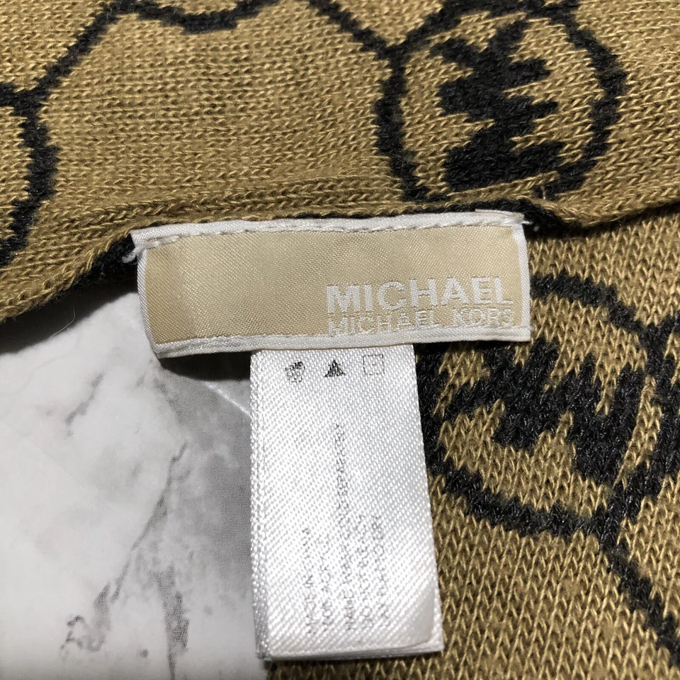 Шарф Michael Kors коричневый бежевый фирменный зимний с логотипом двусторонний трикотаж - Изображение 3 из 4