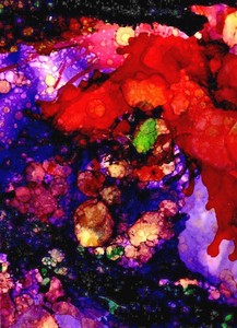 ACEO-Abstract-Purple-Witches-Brew-Alcohol-Ink-Painting-art-by-Penny-Lee-StewArt