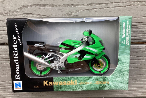 NEW-RAY 1/12 SCALE GREEN & BLACK KAWASAKI NINJA ZX 9R RACE MOTORCYCLE 01975 NIB - Picture 13 of 19