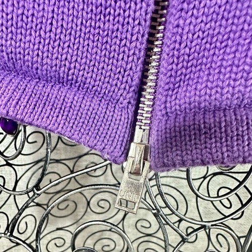 Unif Dazee fuzzy flower purple knit hooded zip up sweater size XS - Picture 4 of 9