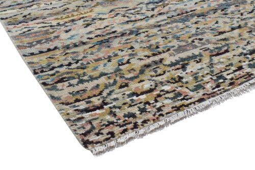 Wool Green Rug 9' X 12' Modern Hand Knotted Indian Abstract Large Carpet - Picture 4 of 9