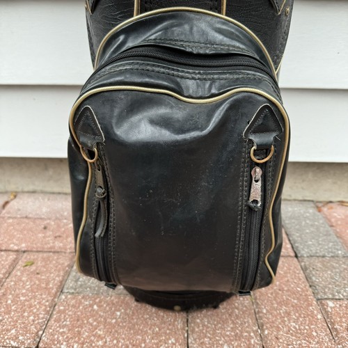 Vintage Burton Jasper Alabama Black Lizard Leather 6 Way Golf Bag Made In USA - Picture 3 of 16