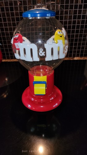 M&M Plastic Candy Dispenser Collectible Gumball Machine Style 9” Tall Vintage - Picture 1 of 6