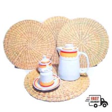 3 Table Palmyra Mats Handmade Eco Friendly Leaf Woven Round Coasters Placements