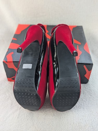 Größe 8,5 Show Story sexy schwarze rote zehenfreie Damen-Slipper hohe Plateau-Pumps - Bild 6 von 9
