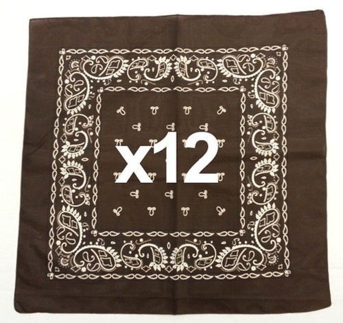 100% COTTON WHOLESALE LOT 12 BANDANAS BANDANNAS ALL COLORS - Photo 9/13