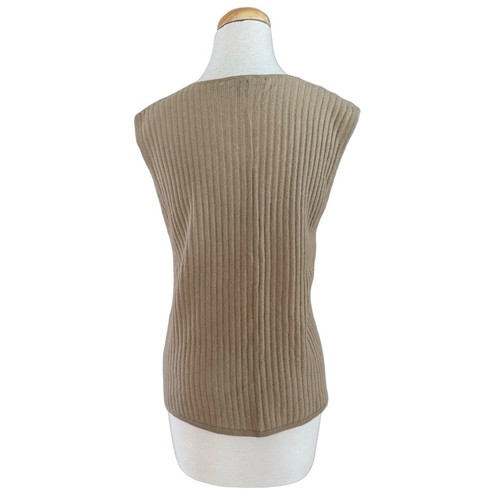 LINDA ALLARD ELLEN TRACY Women’s Beige Cashmere Tank Top Blouse Size X - Picture 2 of 8