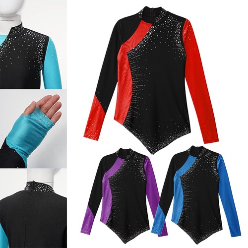 Kids Girls Sweatshirt Dance Tops Ballet Pullover Sports Sportwear Patchwork Gym - Picture 4 of 51