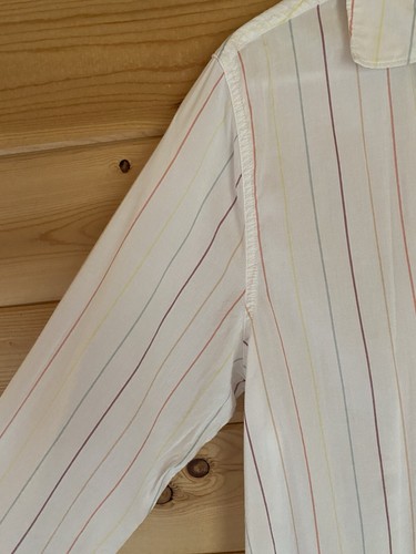 Marine Lagenlook Damen Large Regenbogen gestreift Langarm Knopfleiste Shirt Top - Bild 7 von 16