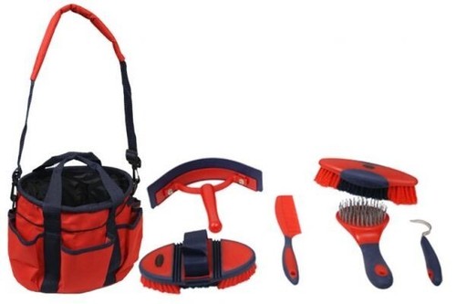 LIVESTOCK GROOMING KIT 6 Piece Soft Grip Horse Kit in Nylon Carrying Bag - Picture 6 of 6