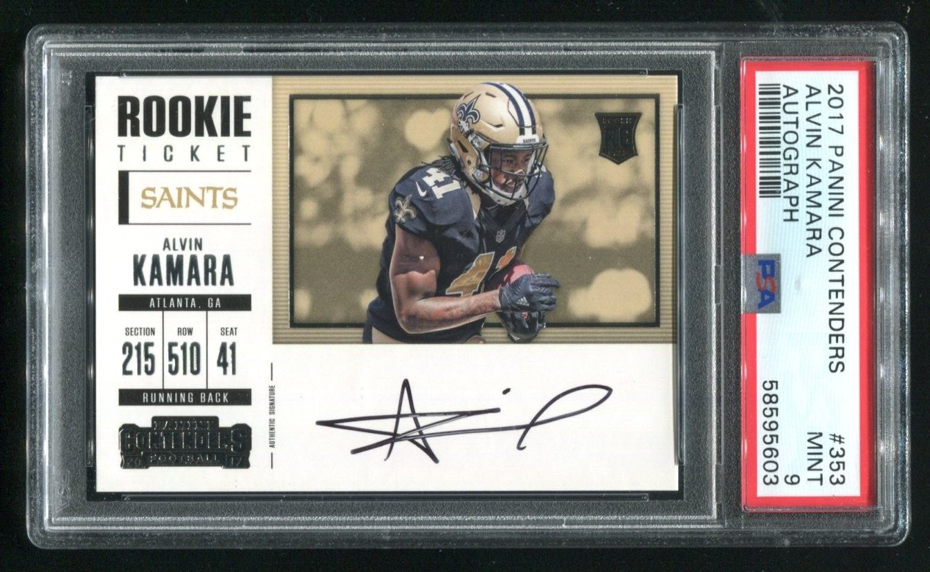 2017 Panini Contenders Alvin Kamara SP RC Ticket AUTO #353 PSA 9 MINT