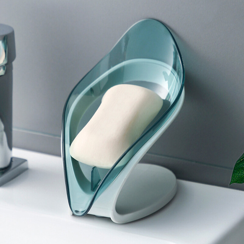 Bathroom Soap Holder Leaf Shape Soap Box Nonslip Drain Soap Storage C
