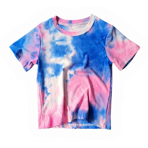 Kids Toddler Boys Girls Summer Tshirt Colorful Tie-Dyed Short Sleeve Shirt Tops - Picture 26 of 37