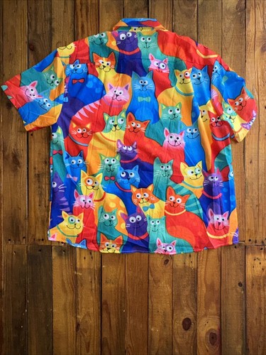 Hardaddy Button Down Men 2XL Short Sleeve Collar Miluoticolor Cat - Picture 7 of 7