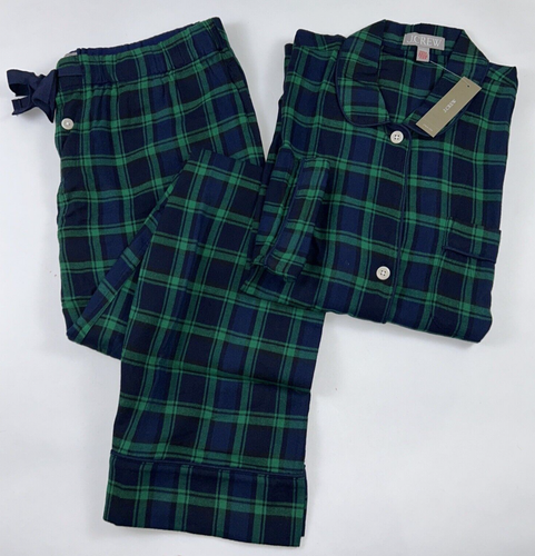 J CREW Size S Women's Pajama Navy Green PLAID Brushed Twill Pant Set NEW $118 - Picture 2 of 4