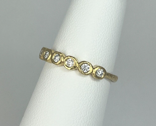 Raw Natrual 18K Gold Bezel Set Diamond Band .21 ctw - Picture 5 of 12