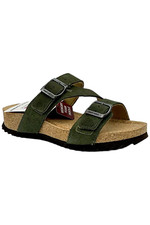 MUK LUKS Women's Suede Double Buckle Sandals Poppy Green