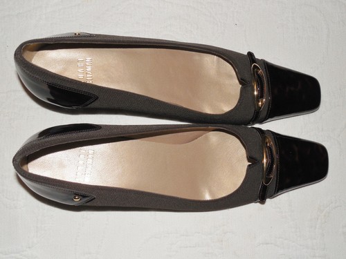 STUART WEITZMAN Brown Fabric and Tortoise Shell Trim Heels Pumps - 8  AA - NEW - Picture 2 of 4