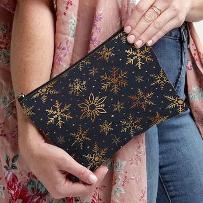 Christmas Snowflake Cosmetic Bag Printed Clutch Bag Multifunctional Storage #lk
