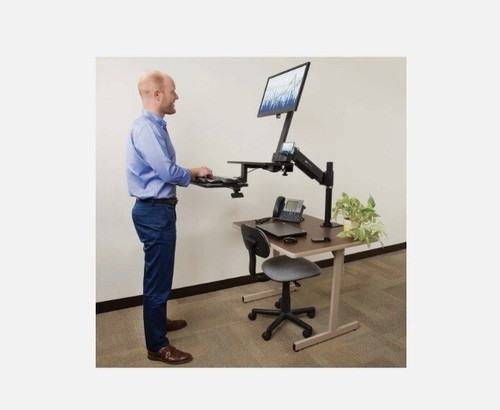 Sit Stand Adjustable Desktop Custom Workstation Standing Desk Multi Platform NOS - Picture 5 of 8