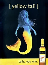 YELLOW TAIL WINE Vintage Print Ad Chardonnay Mermaid Australia