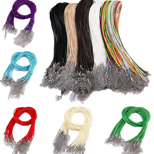 10Pcs Multicolor Leather Wax Necklace Cord DIY Chain String Rope Lobster Clasp - Picture 3 of 39