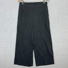 Tirelli Pants Womens Large Black Linen Blend Wide Leg Baggy Relaxed Stretch