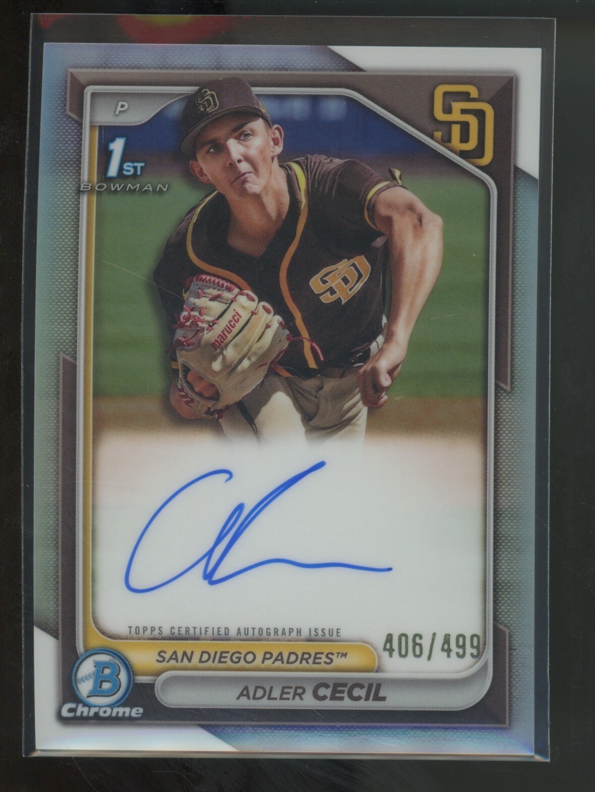 2024 Bowman Chrome Baseball #CPA-CA Adler Cecil 1st Bowman Refractor Auto /499