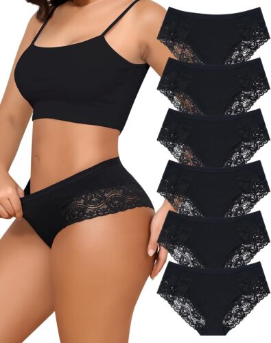 LEVAO Cotton Underwear for Women Lace Cheeky Bikini Panties Stretch Ladies Soft - Picture 7 of 12