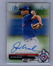 2017 Bowman #CPA-JM Justin Maese Chrome Prospect Autographs Refractors #/499