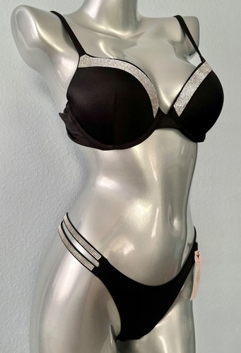 Victoria's Secret Swim Suit Bikini Set Push Up Top Brazilian Bottom Shine Strap - Picture 4 of 10