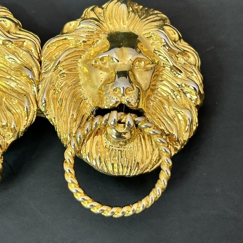 Vintage Paquette Gold Tone Interlocking Belt Buckle Lions Head Knocker - Picture 4 of 11